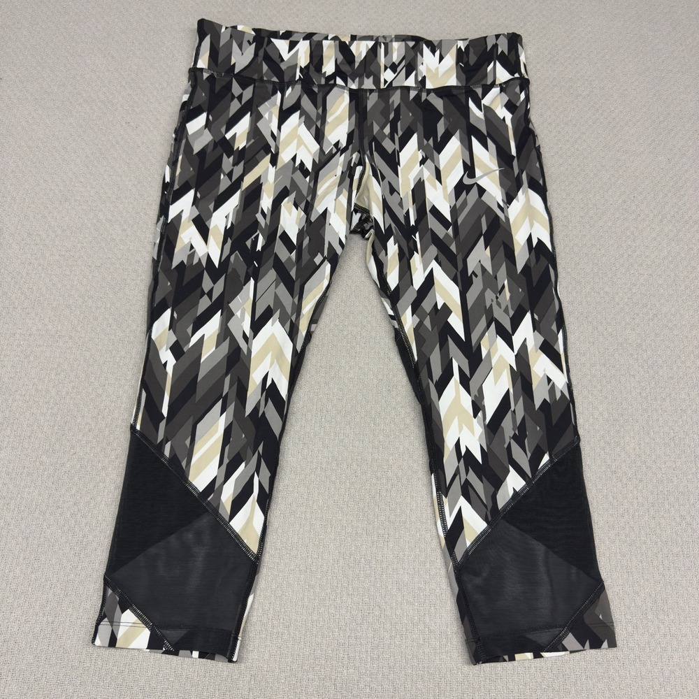 Nike Dri Fit Leggings Womens 1x Geometric Drawstring Running Stretch Athletic